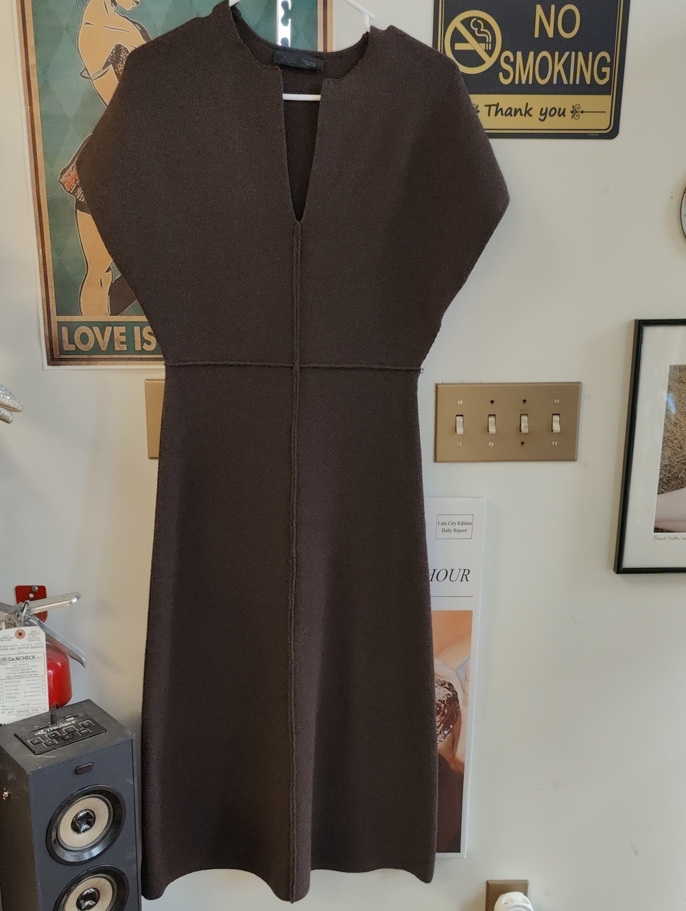 Zara Dark Brown Knit Midi Dress